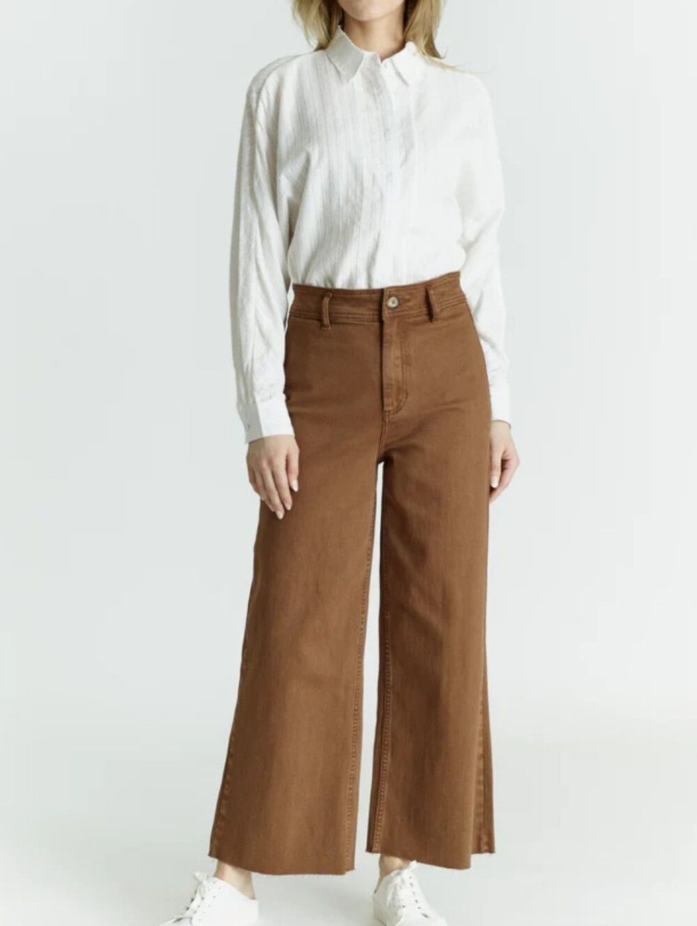 Oat New York Wide-Leg High-Rise Jeans Brown Denim Boho Babe